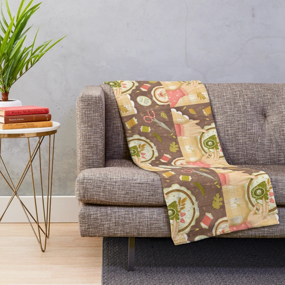 Embroidered plush blanket for embroidery lovers