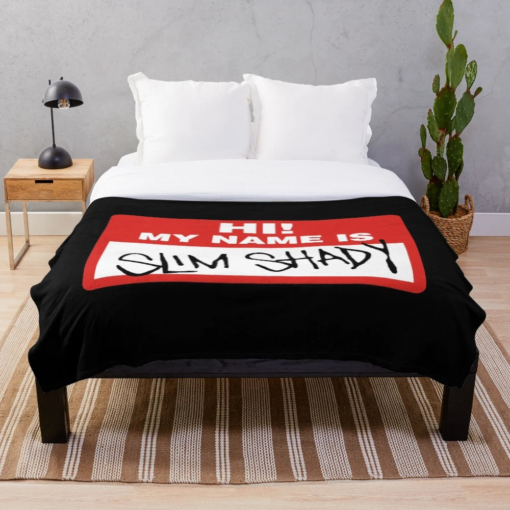 Eminem inspired plush blanket with Slim Shady graphic
