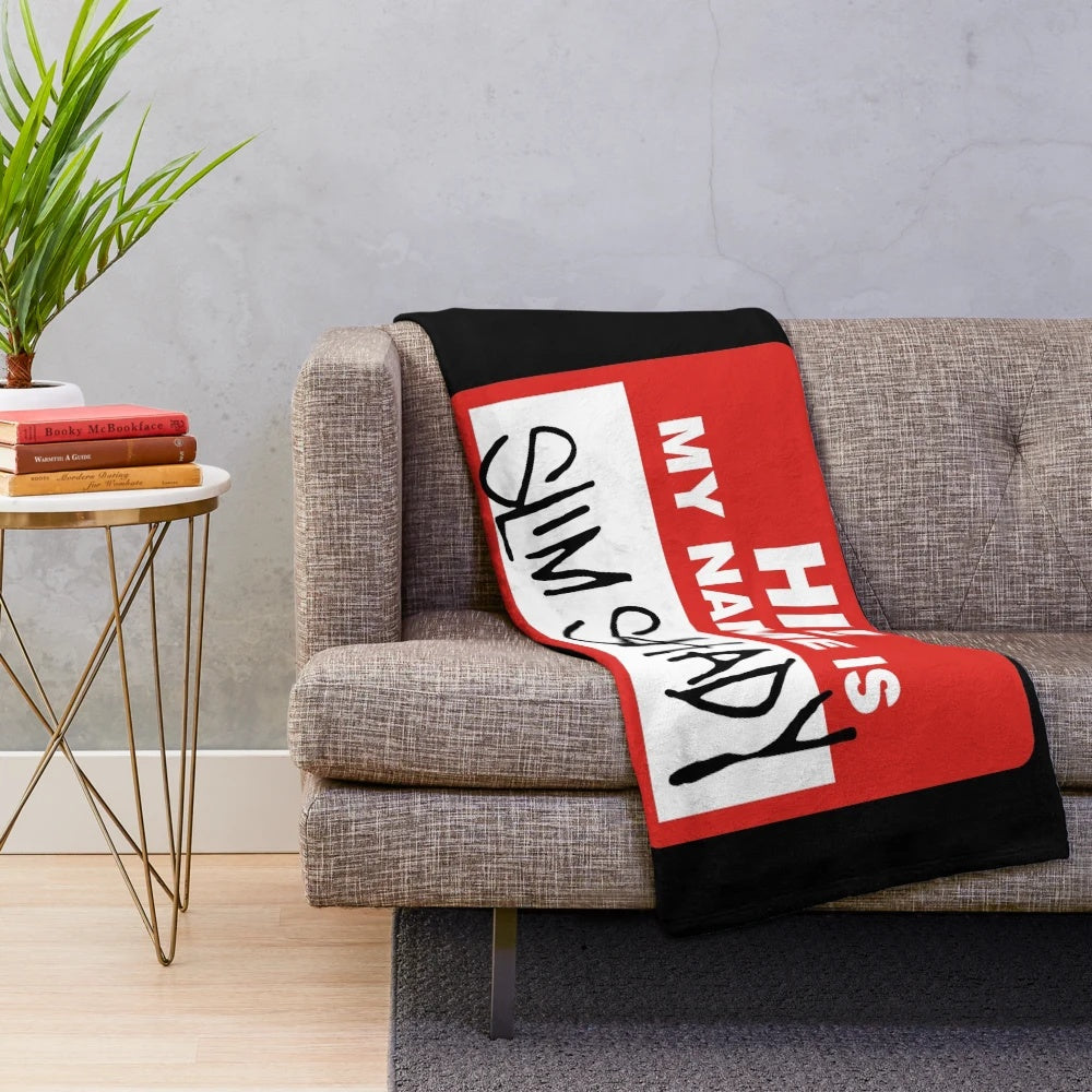Eminem inspired plush blanket with Slim Shady graphic