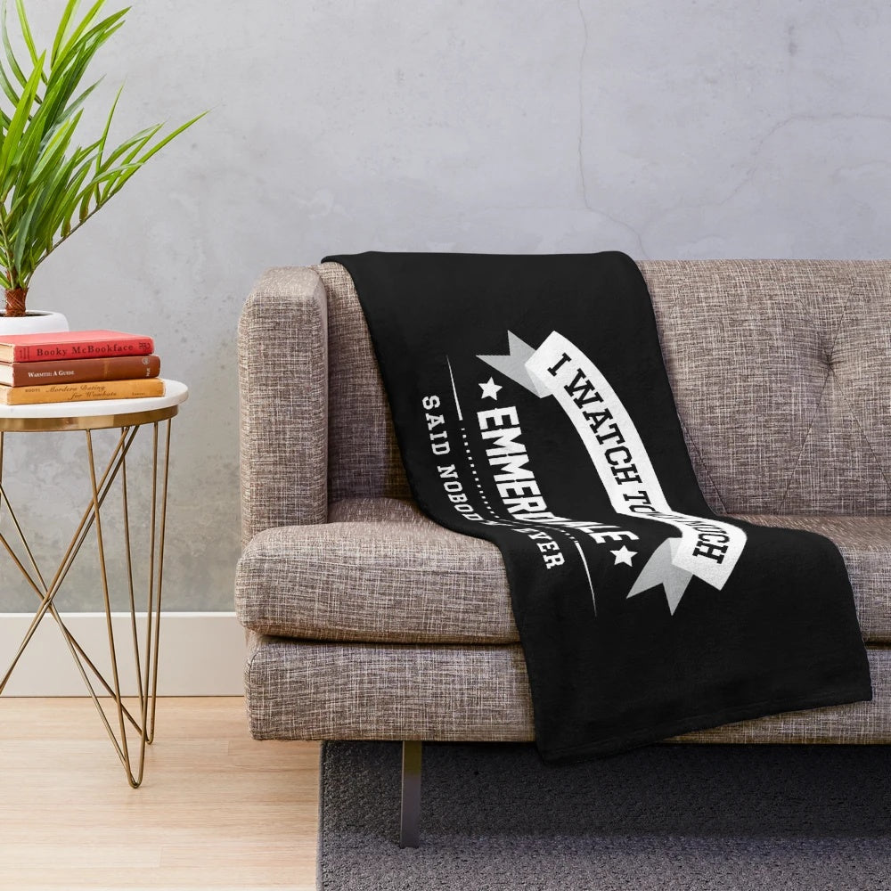 Emmerdale plush blanket with humorous quote