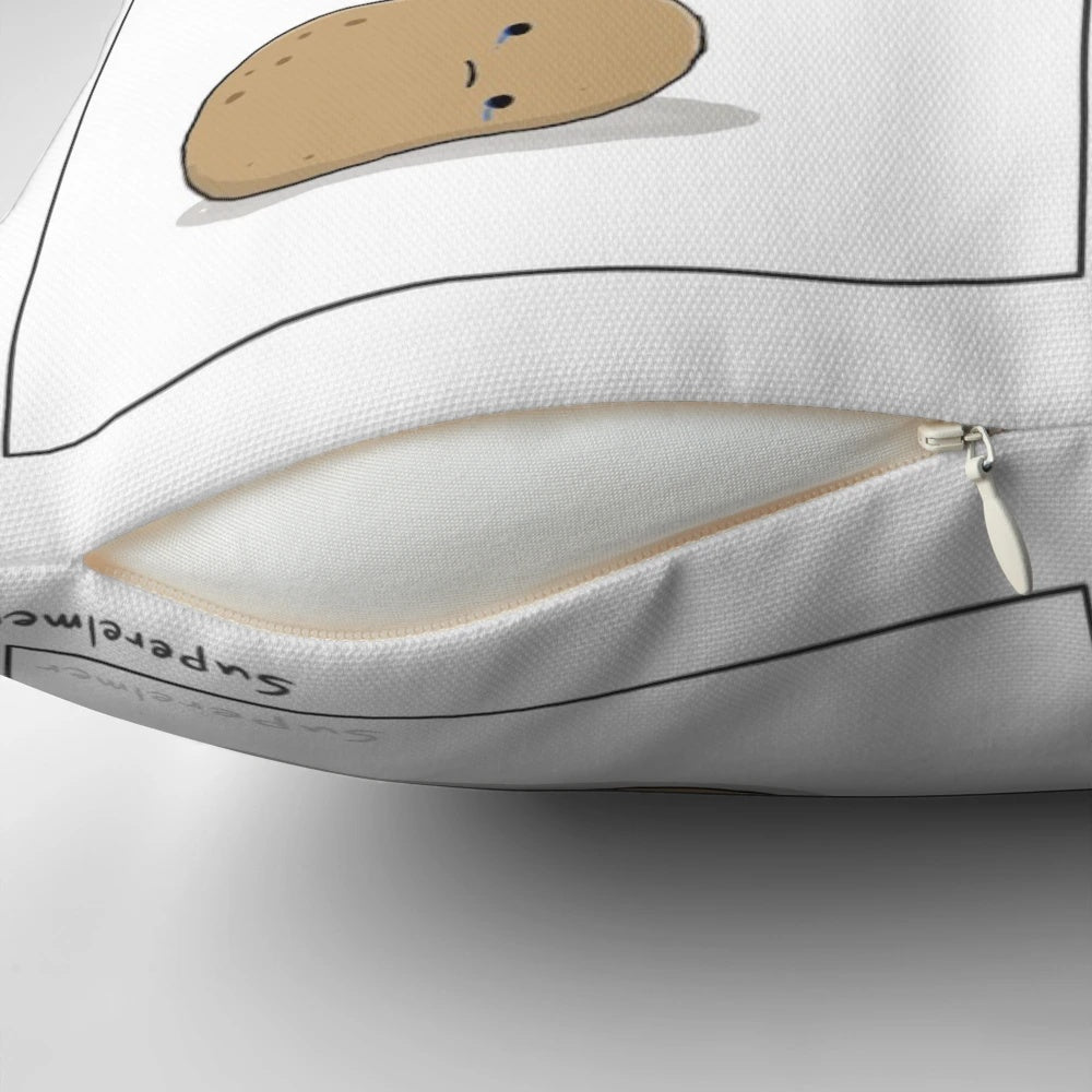 Soft and huggable potato-shaped pillow with an emotional expression
