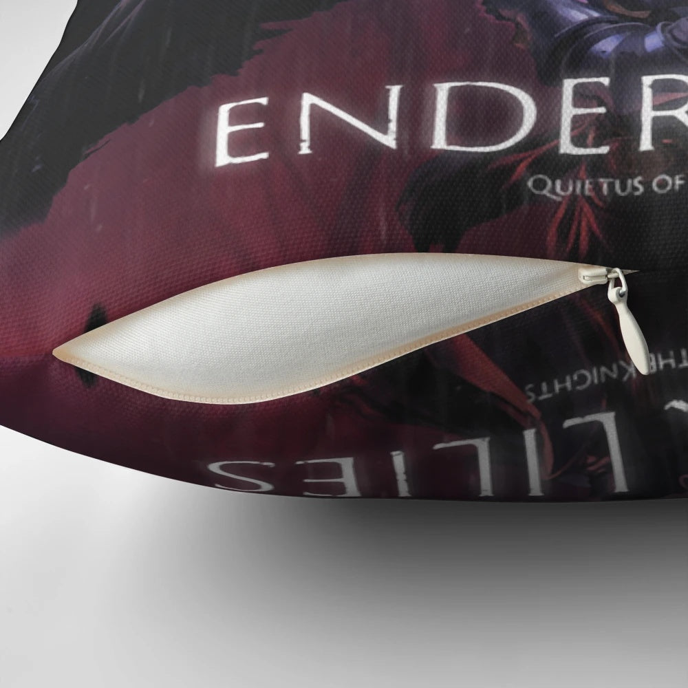 Ender Lilies videogame-inspired decorative pillow with fantasy floral design