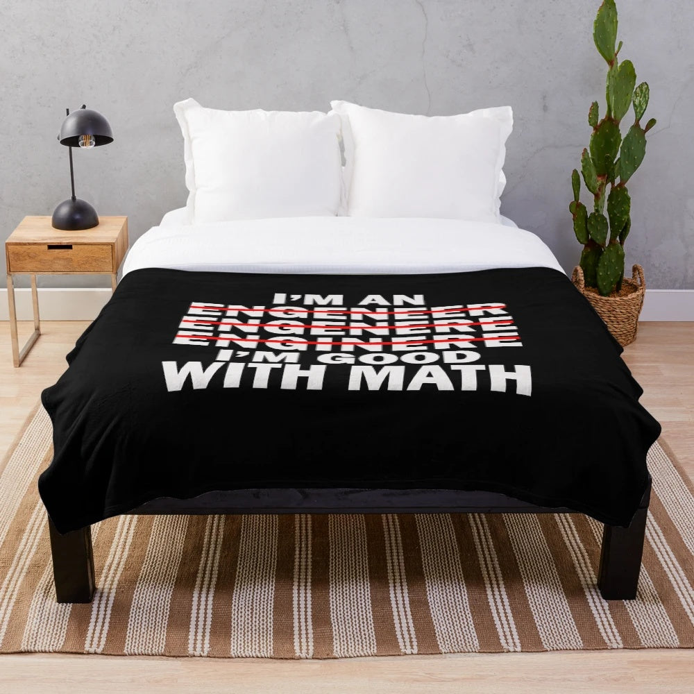 Cozy engineer plush blanket with funny math and science design