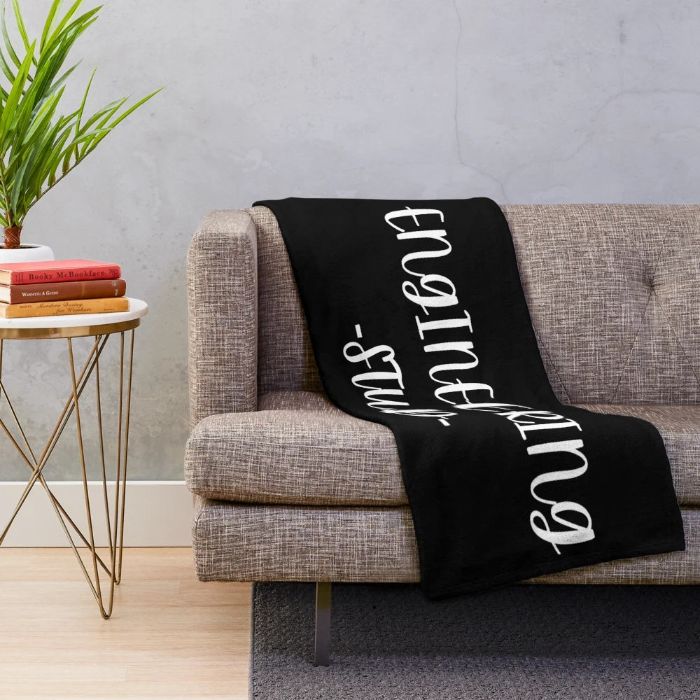 Engineering-themed plush blanket with focus on engineering