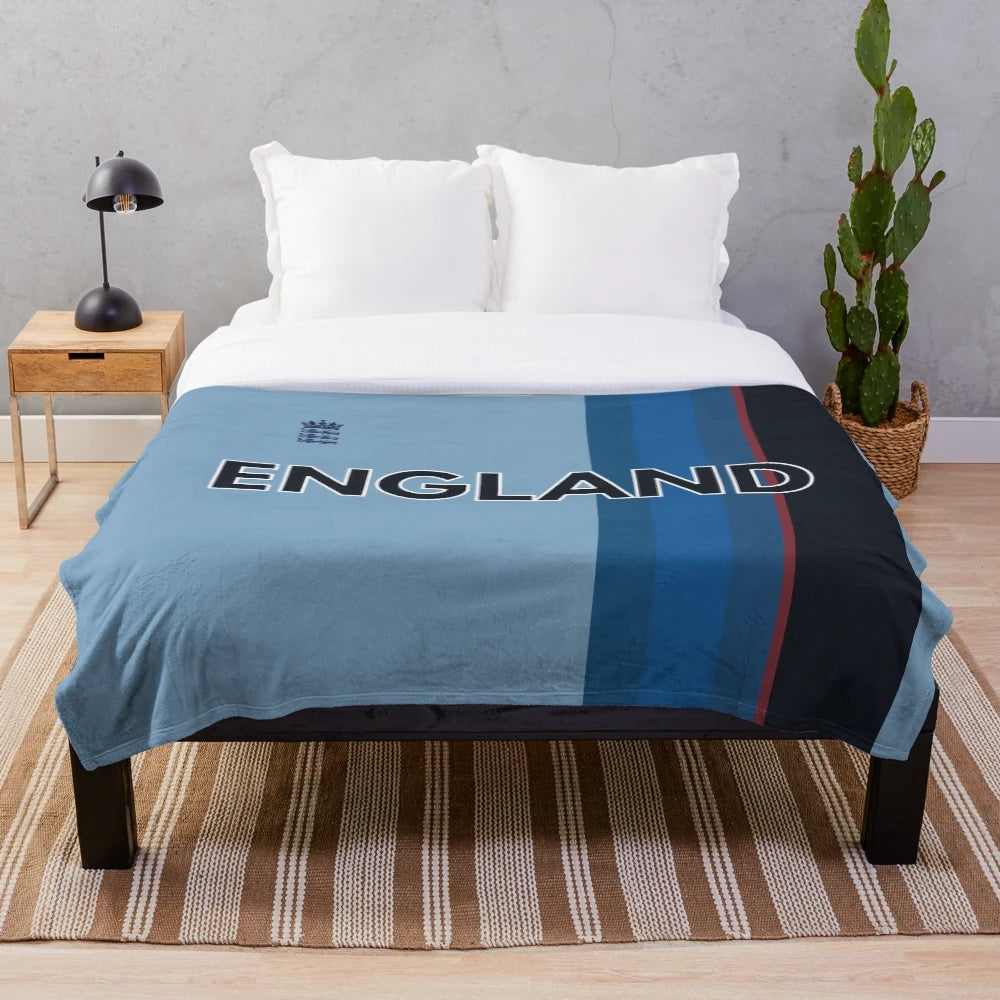 Soft and warm plush blanket featuring the England cricket design