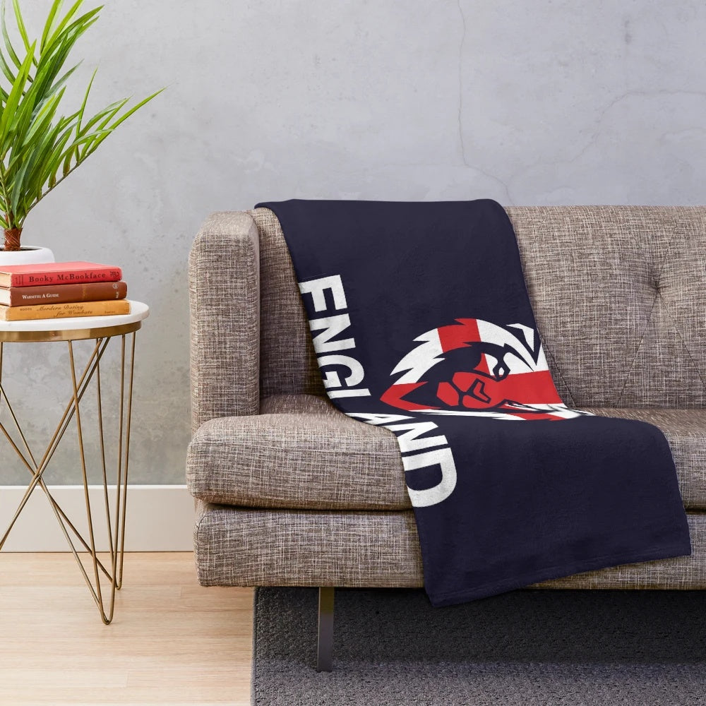 England Rugby Inspired Plush Blanket with Lion Design