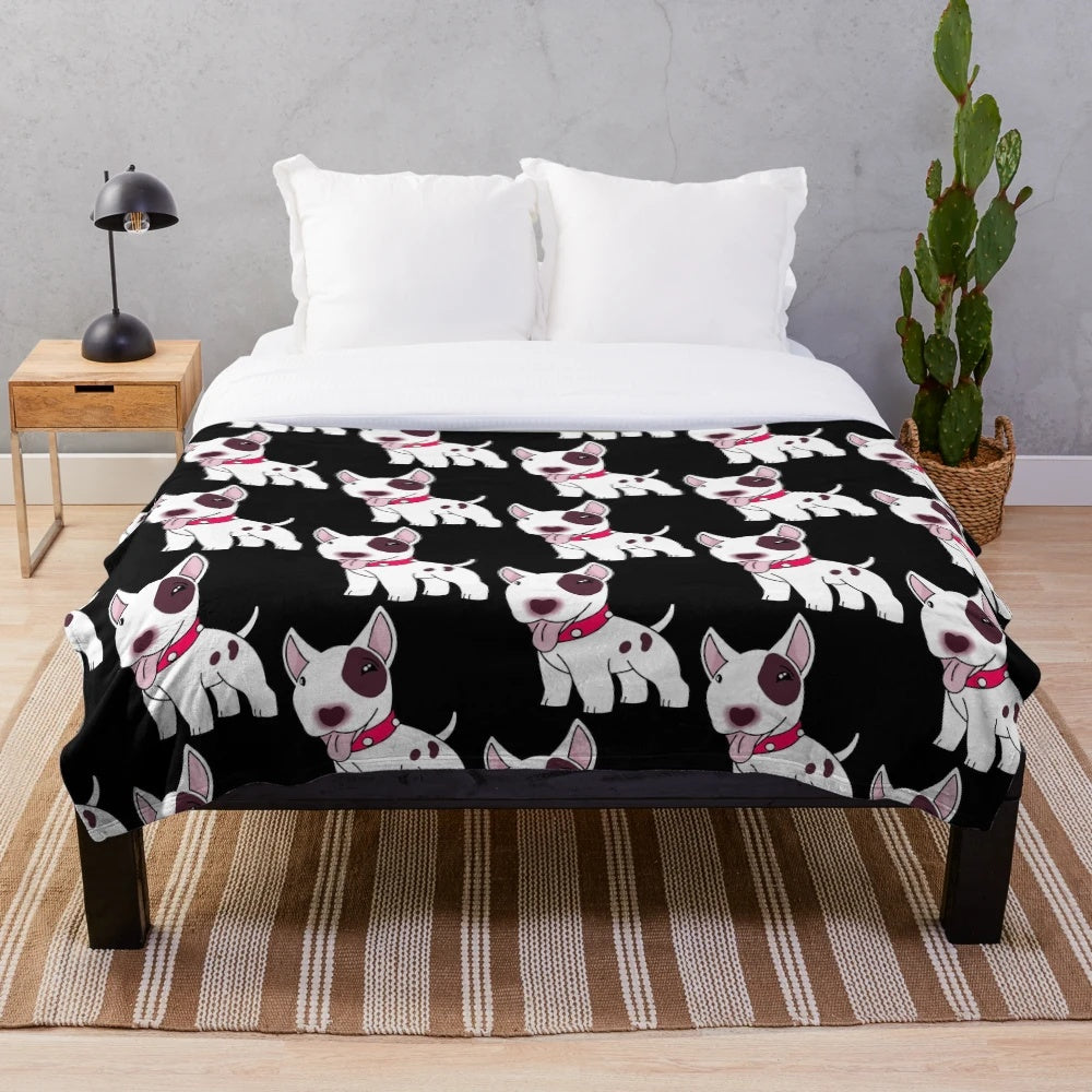 Soft and Cuddly English Bull Terrier Plush Blanket