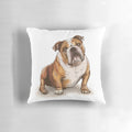 Soft, plush pillow featuring a detailed illustration of an English bulldog, perfect for dog lovers and home decor.