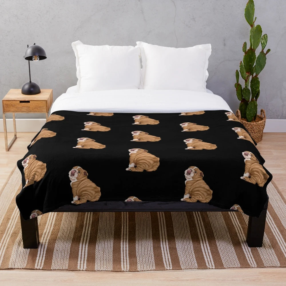 Soft and warm English bulldog plush blanket