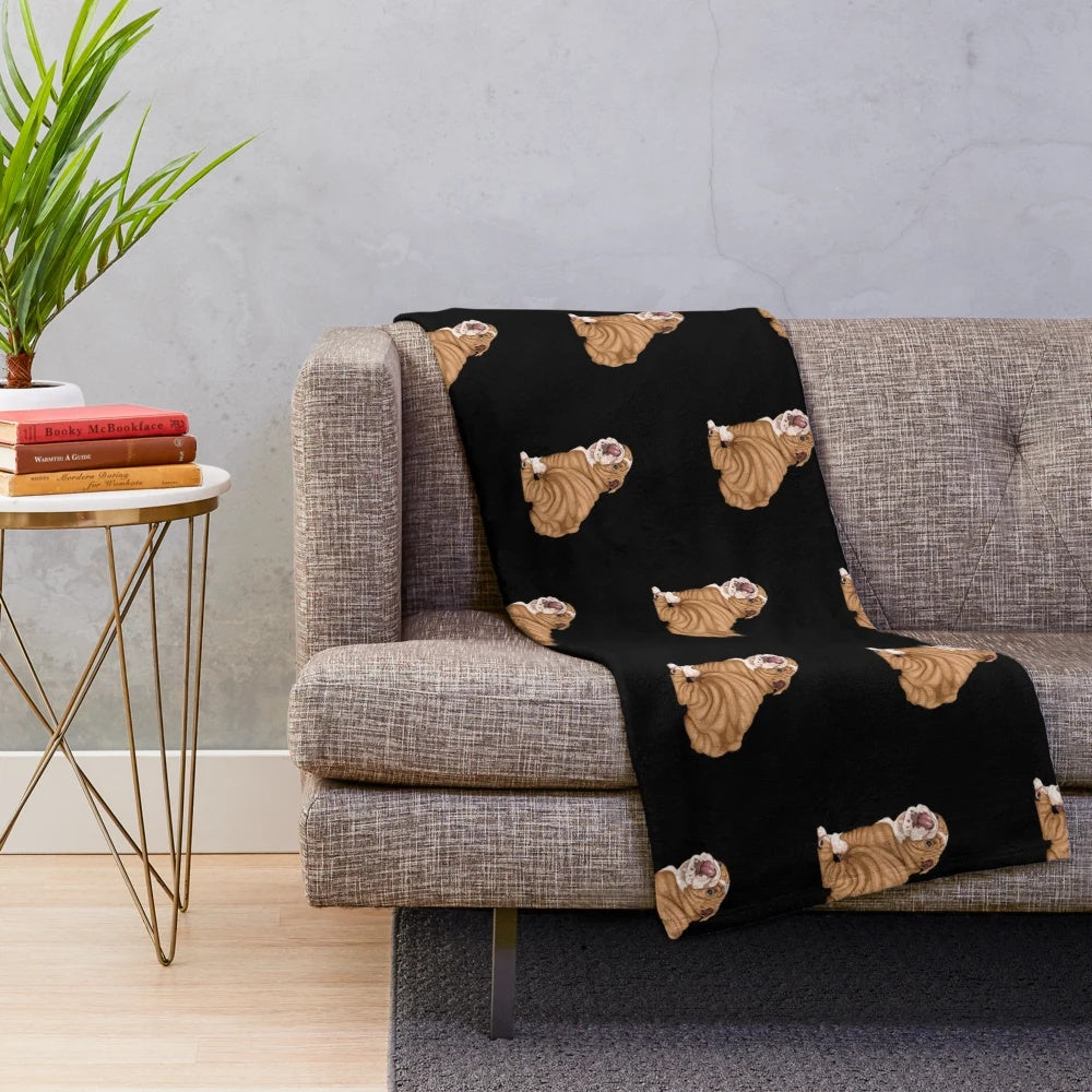 Soft and warm English bulldog plush blanket
