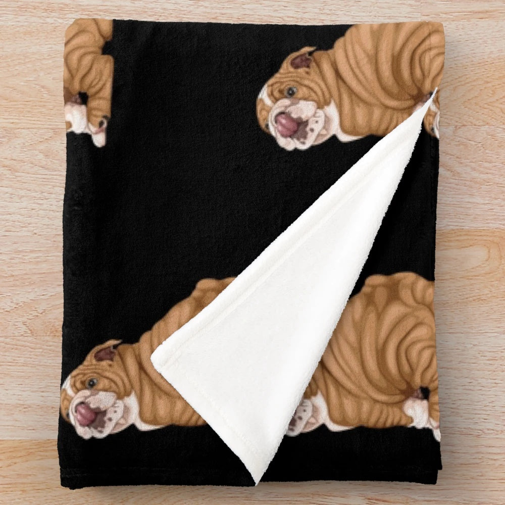 Soft and warm English bulldog plush blanket