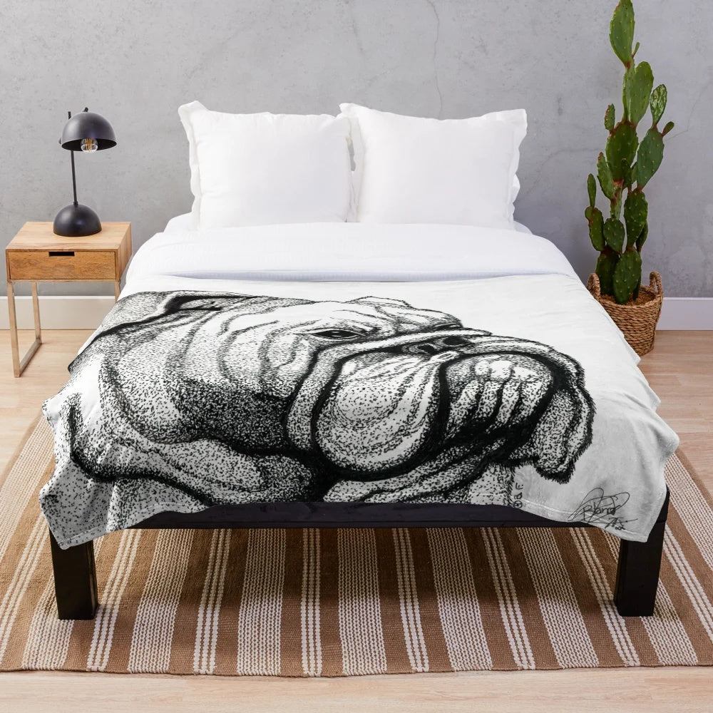 English bulldog plush blanket