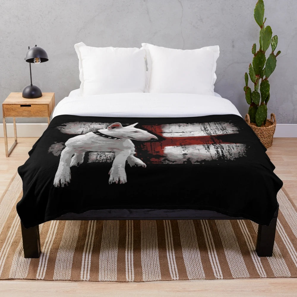 Soft and cuddly plush blanket featuring an English Bullterrier design