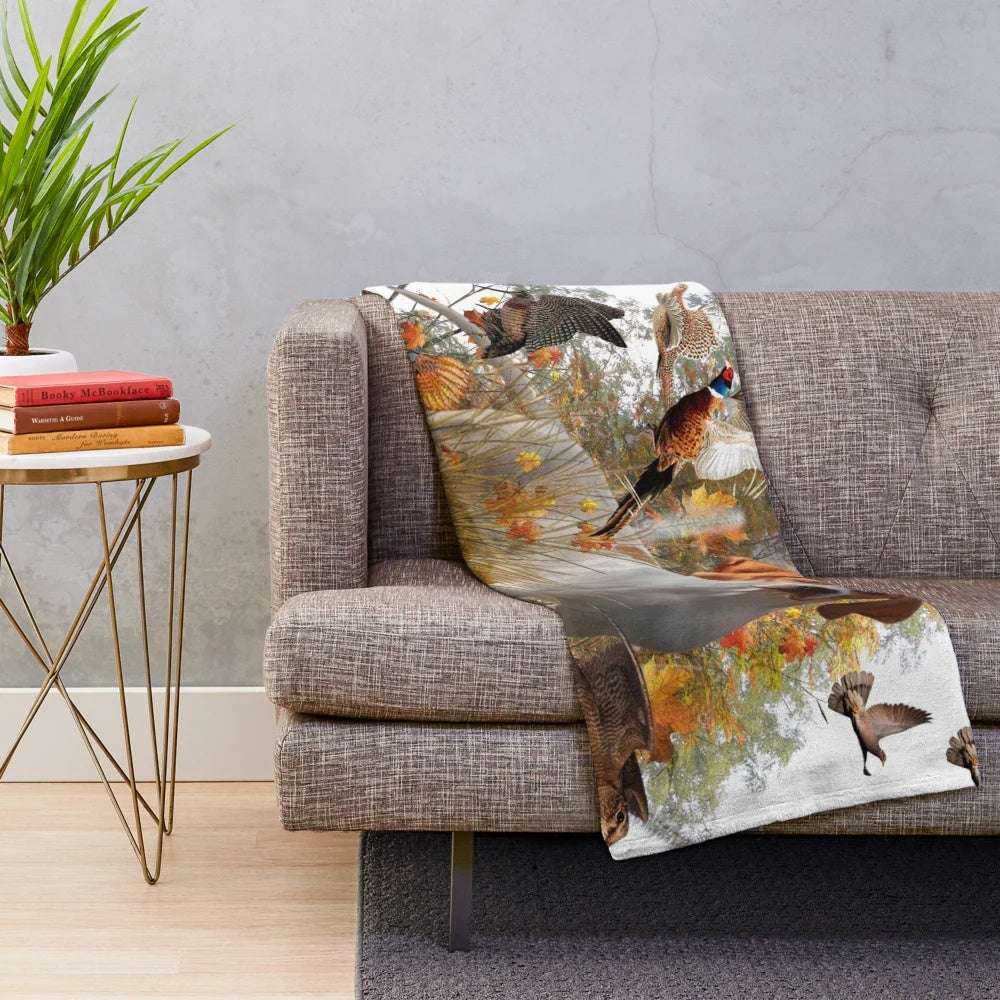 Soft plush blanket featuring an English Pointer hunting dog