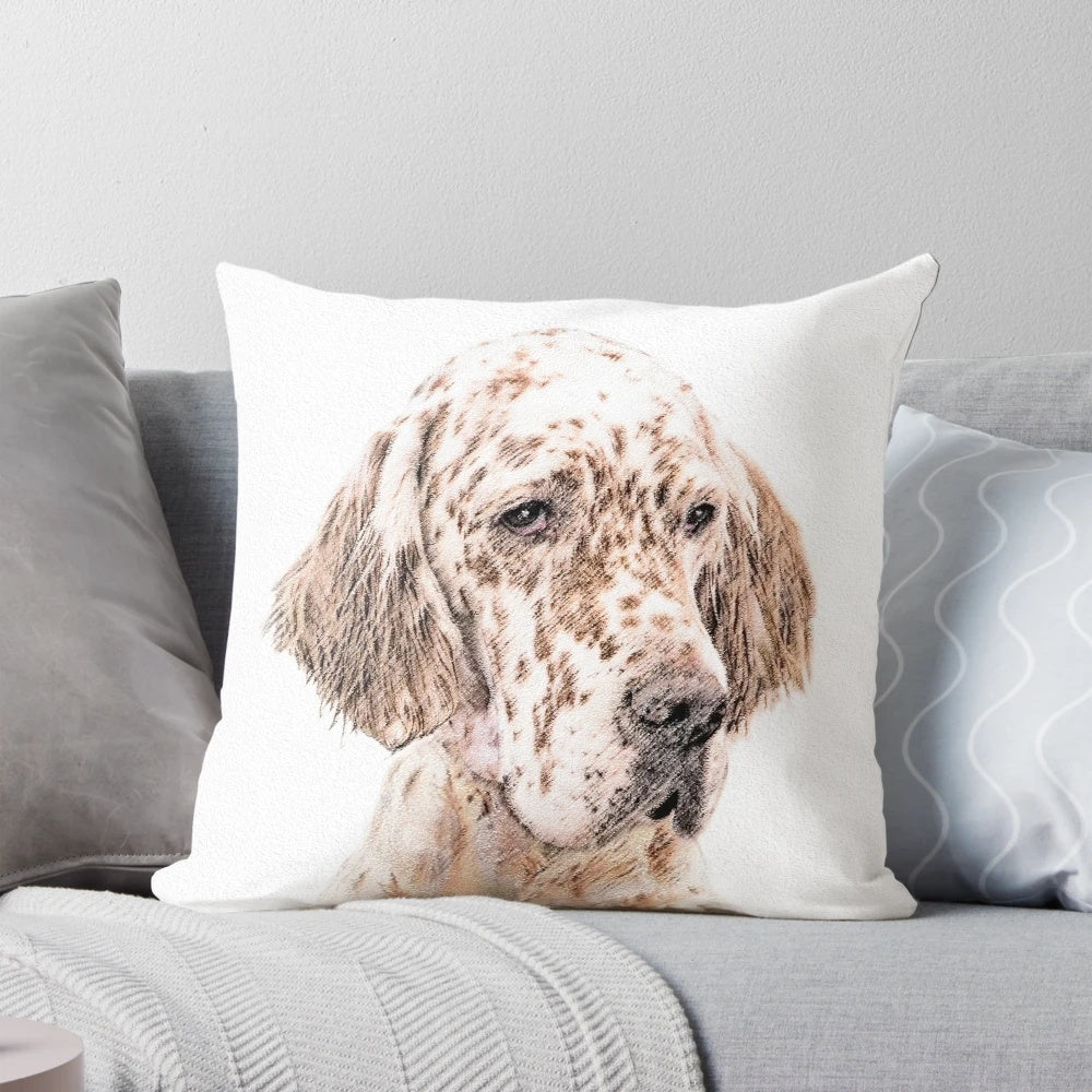 Plush English Setter (Orange Belton) Pillow with Soft, High-Quality Fabric