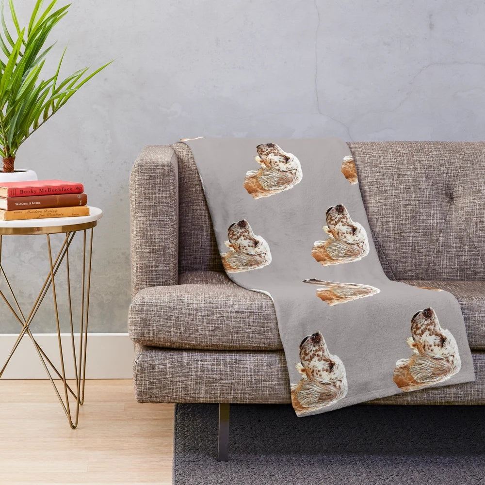 Soft and plush English setter dog blanket