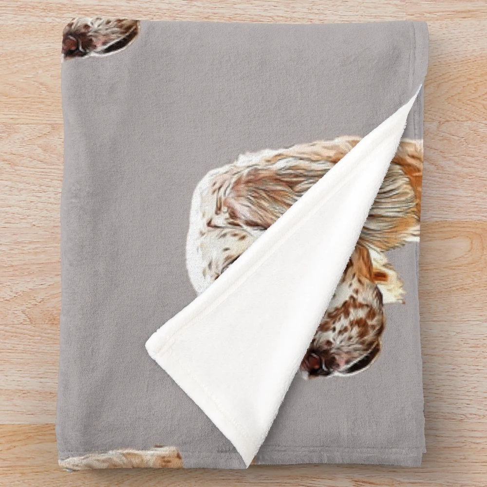 Soft and plush English setter dog blanket