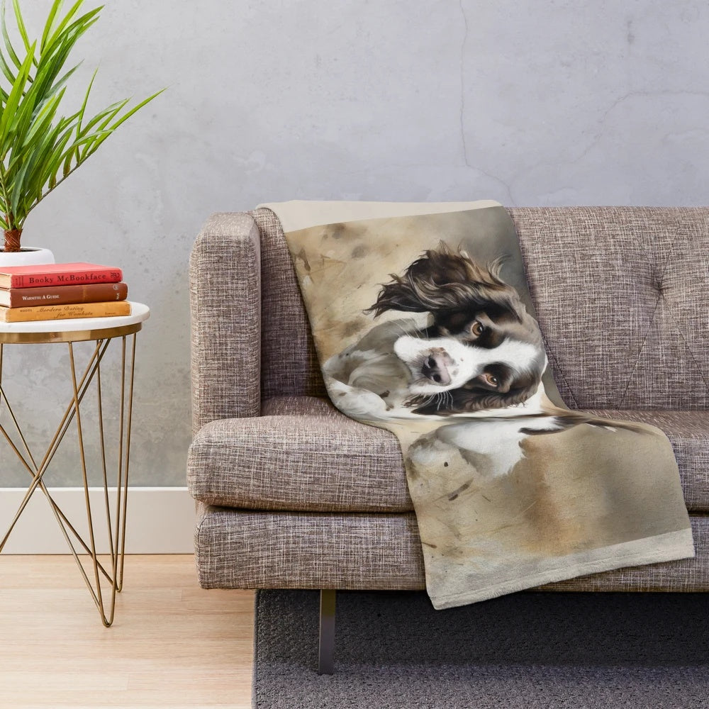 Soft and cuddly plush blanket featuring an English Springer Spaniel