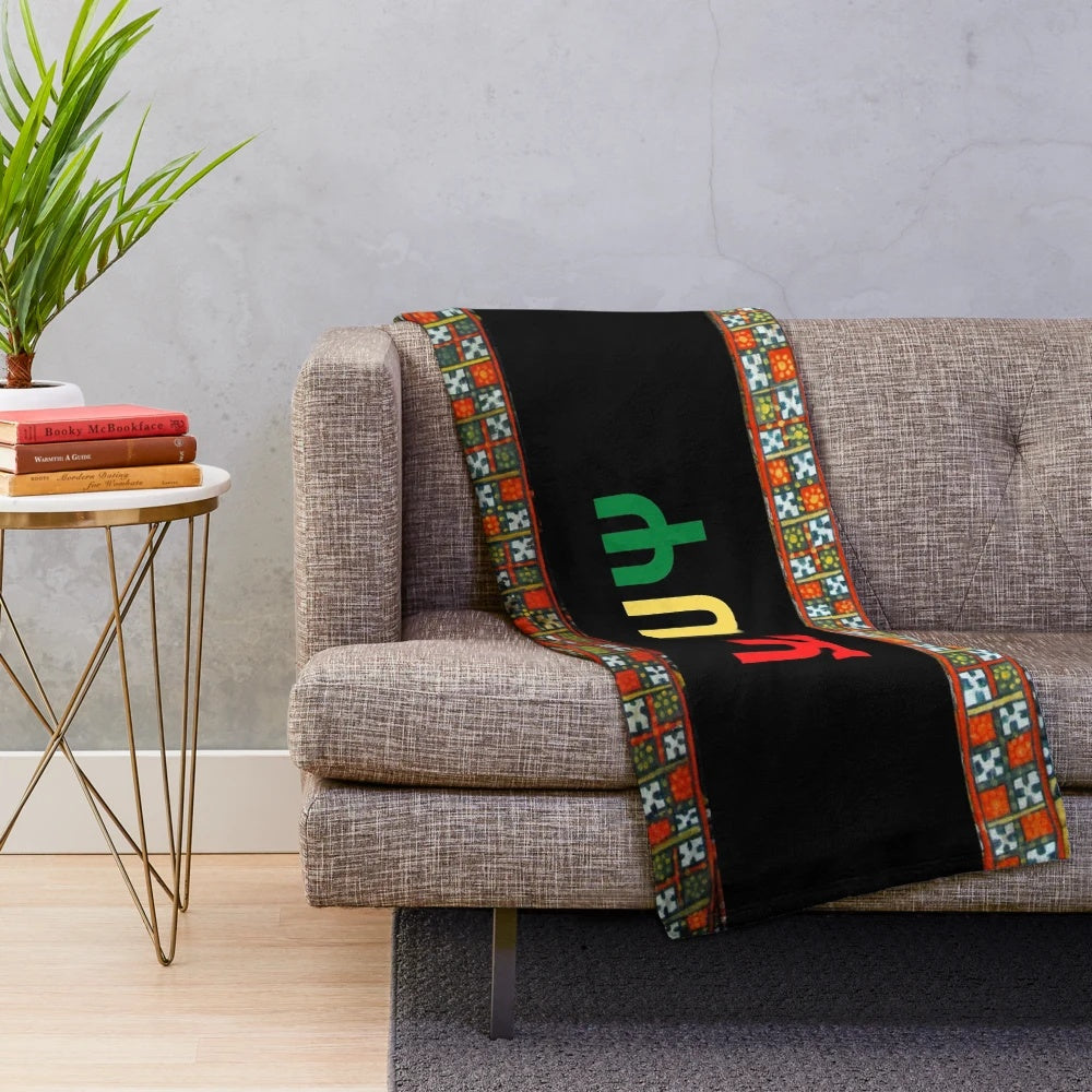 Soft, warm, and colorful Ethiopian ሐበሻ plush blanket