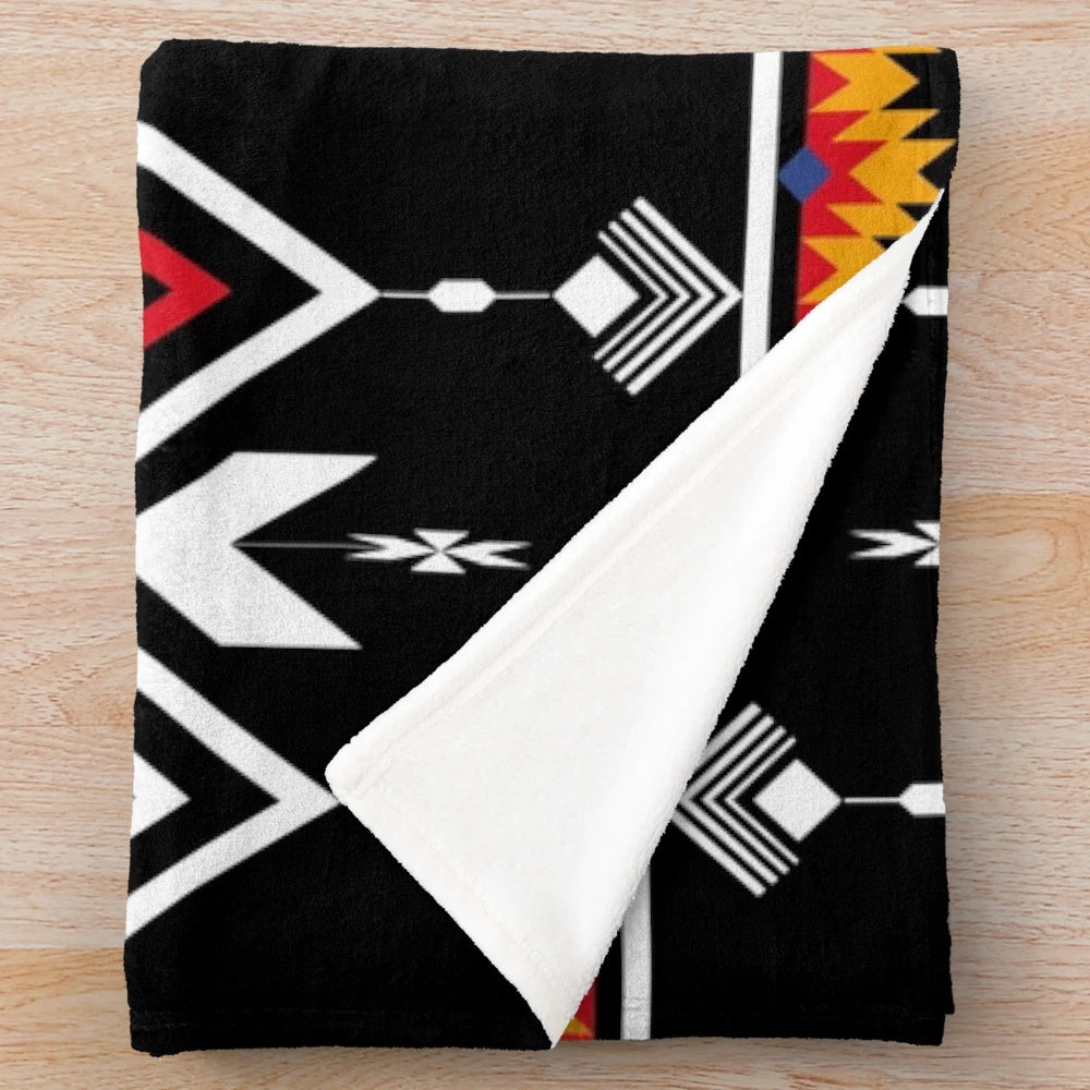 Plush blanket with ethnic Navajo-inspired seamless pattern