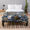 Eurasian badger inspired plush blanket in blue