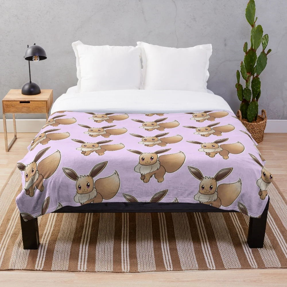 Evee plush blanket with kawaii anime design