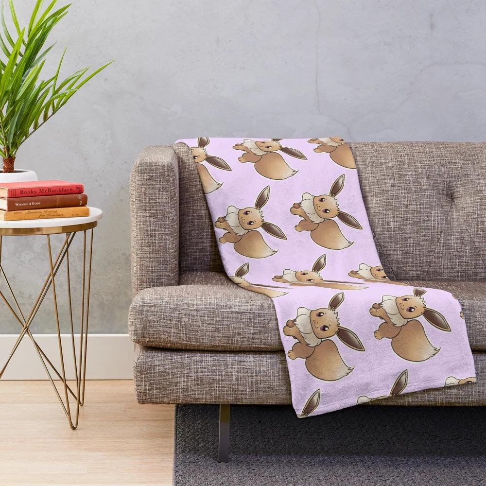 Evee plush blanket with kawaii anime design