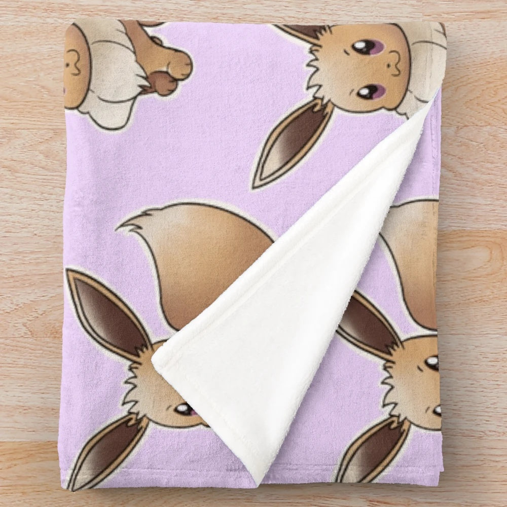 Evee plush blanket with kawaii anime design