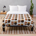 Cozy fall candles plush blanket with pumpkins, leaves, and rustic accents