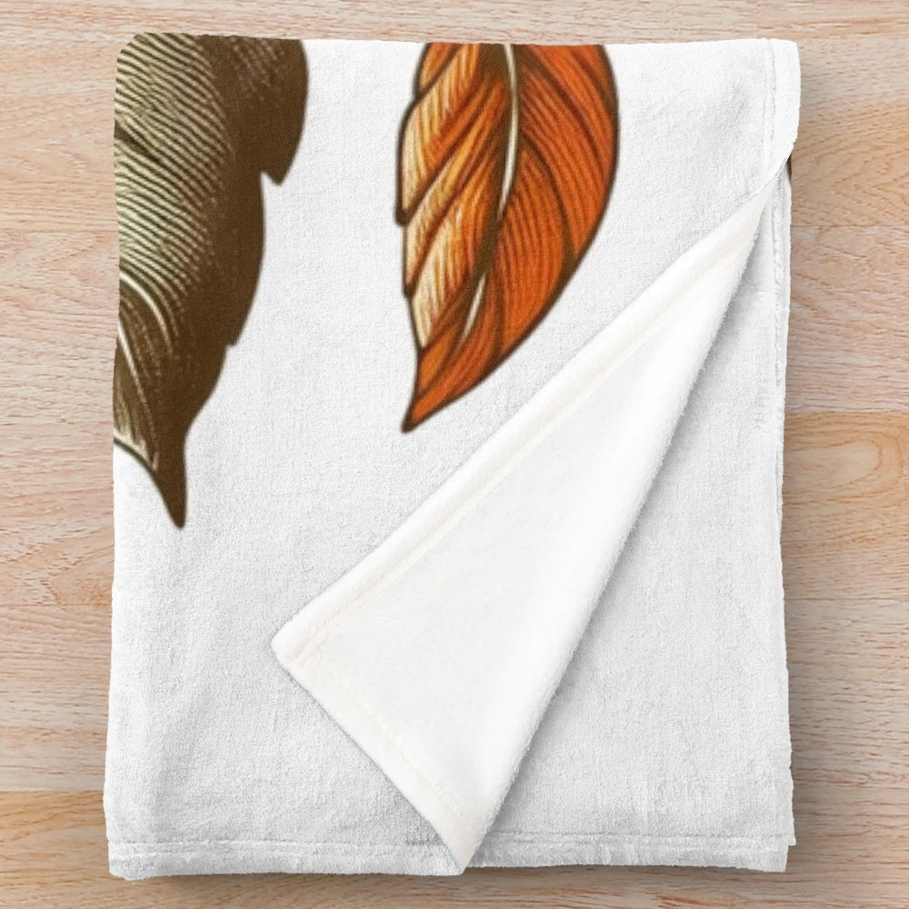 Fall flower plush blanket with botanical foliage design