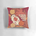 A soft, plush pillow featuring a charming hedgehog surrounded by colorful fall leaves