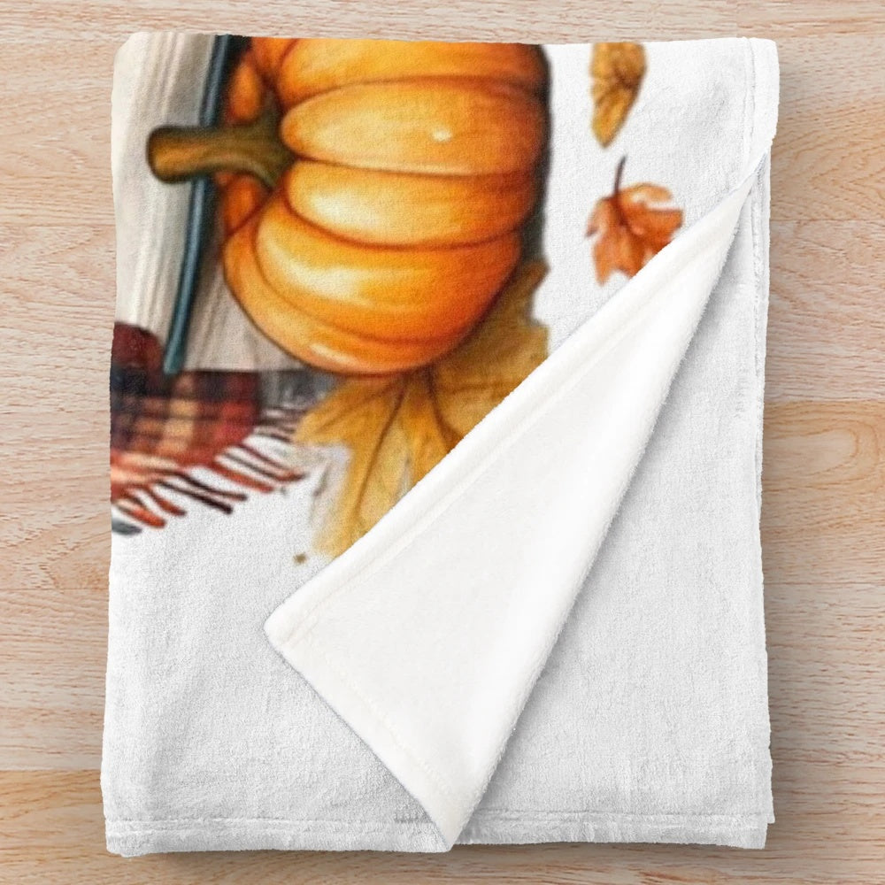 Soft and cozy plush blanket with fall-inspired design