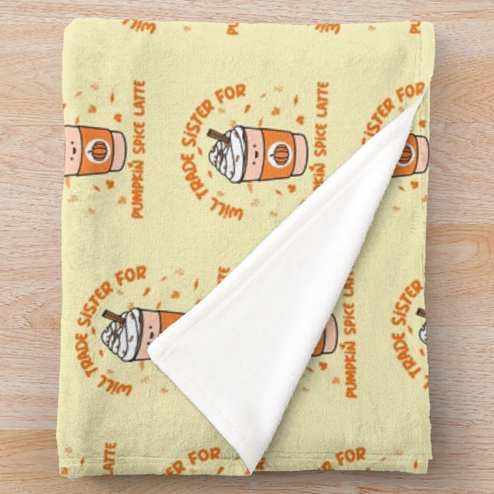 Pumpkin spice latte inspired fall plush blanket