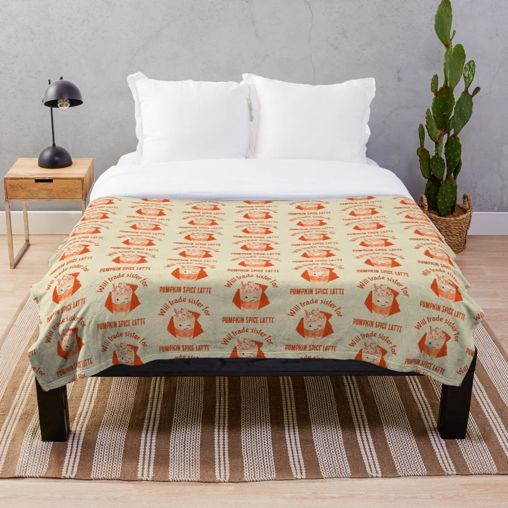 Pumpkin Spice Latte Inspired Fall Plush Blanket