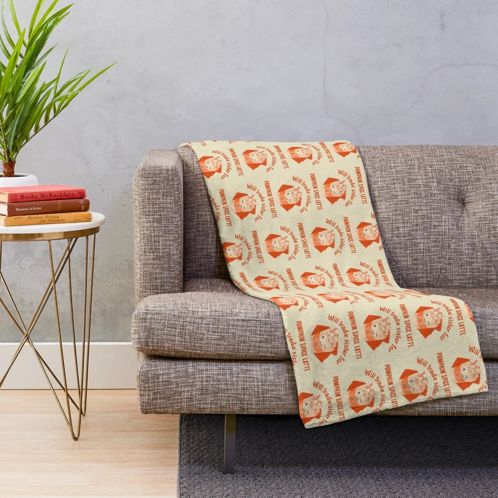 Pumpkin Spice Latte Inspired Fall Plush Blanket