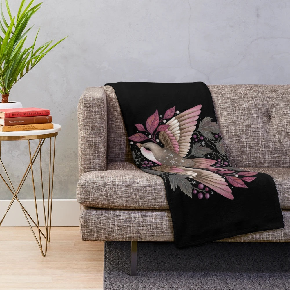 Soft and plush fall-themed blanket with botanical and witchy design elements