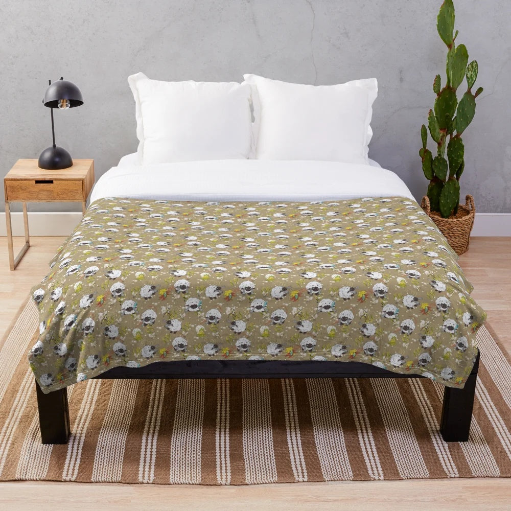 Cozy fall plush blanket with cute sheep inspired design