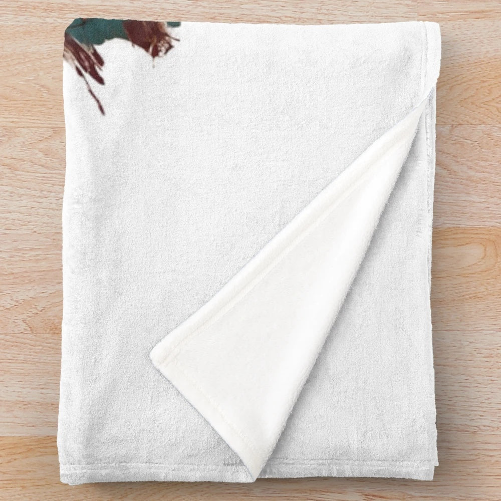 Autumn Nature-Inspired Plush Blanket with Minimalist Floral Art