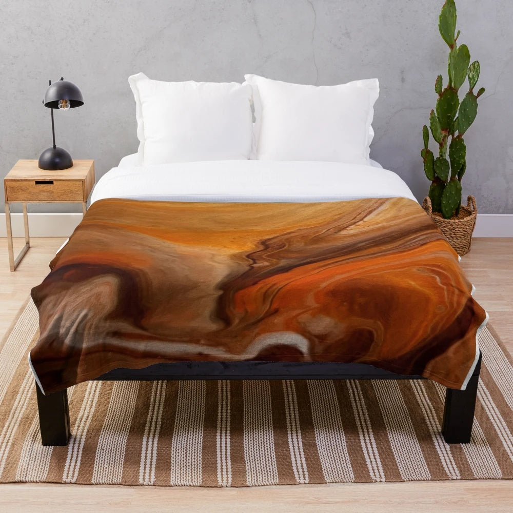 Cozy fall plush blanket with swirly art design