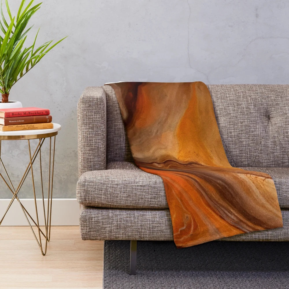 Cozy fall plush blanket with swirly art design