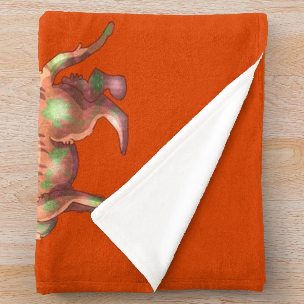 Soft and warm plush blanket featuring a cute pumpkin cat design