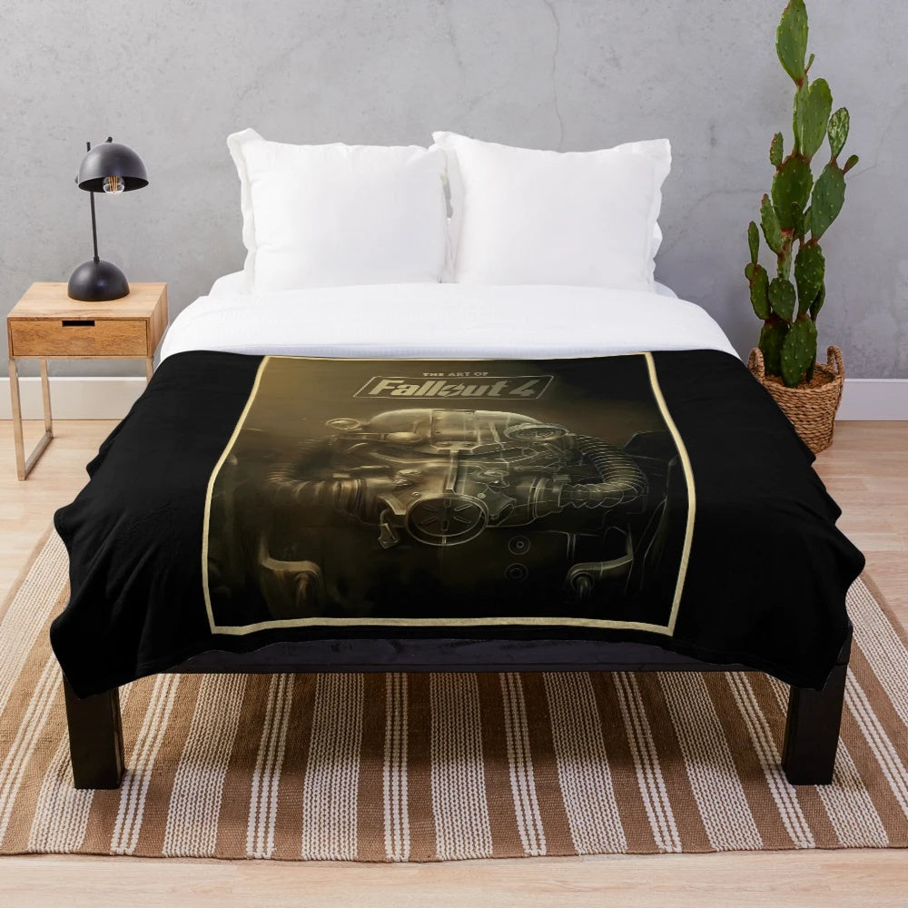 Fallout 4 inspired plush blanket with gaming graphics