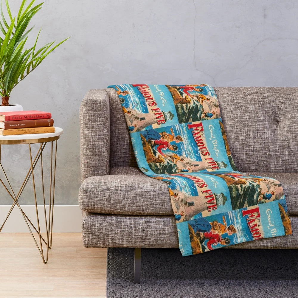 Famous Five inspired plush blanket featuring Enid Blyton's beloved book characters