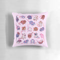 Soft pink pillow featuring a cute and cuddly fancy rat design, perfect for pet rat owners and animal lovers.