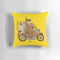 Fantastic Mr. Motorcycle Pillow featuring a motorcycle design inspired by Wes Anderson's Fantastic Mr. Fox movie