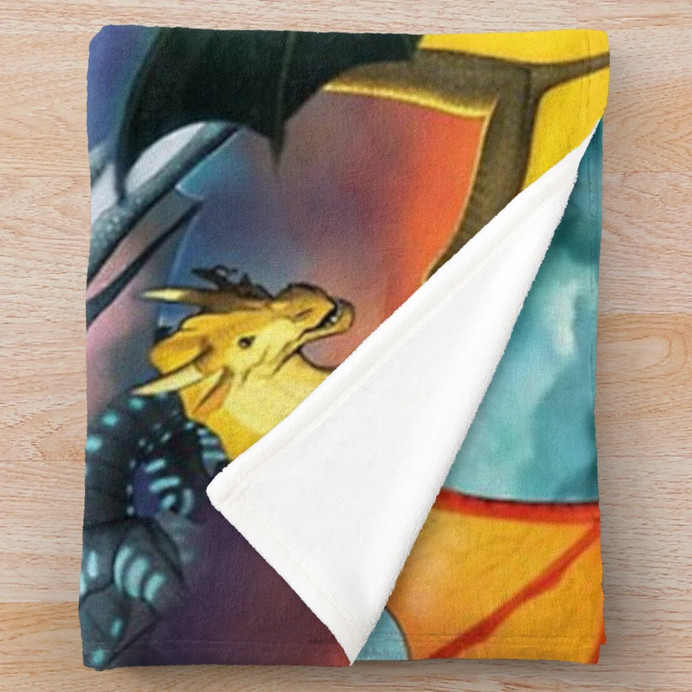 Cozy fantasy dragon plush blanket featuring Wings of Fire inspired design