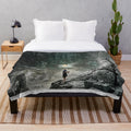 Cozy plush blanket with a fantasy forest design inspired by Lord of the Rings