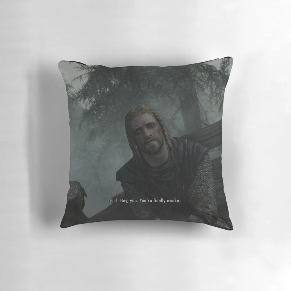 Fantasy gaming pillow with Skyrim and Morrowind inspired design