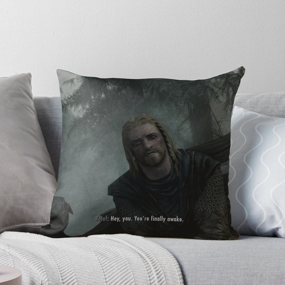 Fantasy gaming pillow with Skyrim and Morrowind inspired design