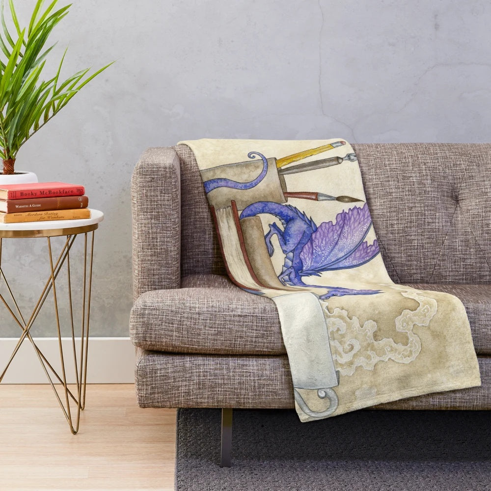 Soft and plush fantasy-themed blanket with a dragon design for bookworms and literature enthusiasts